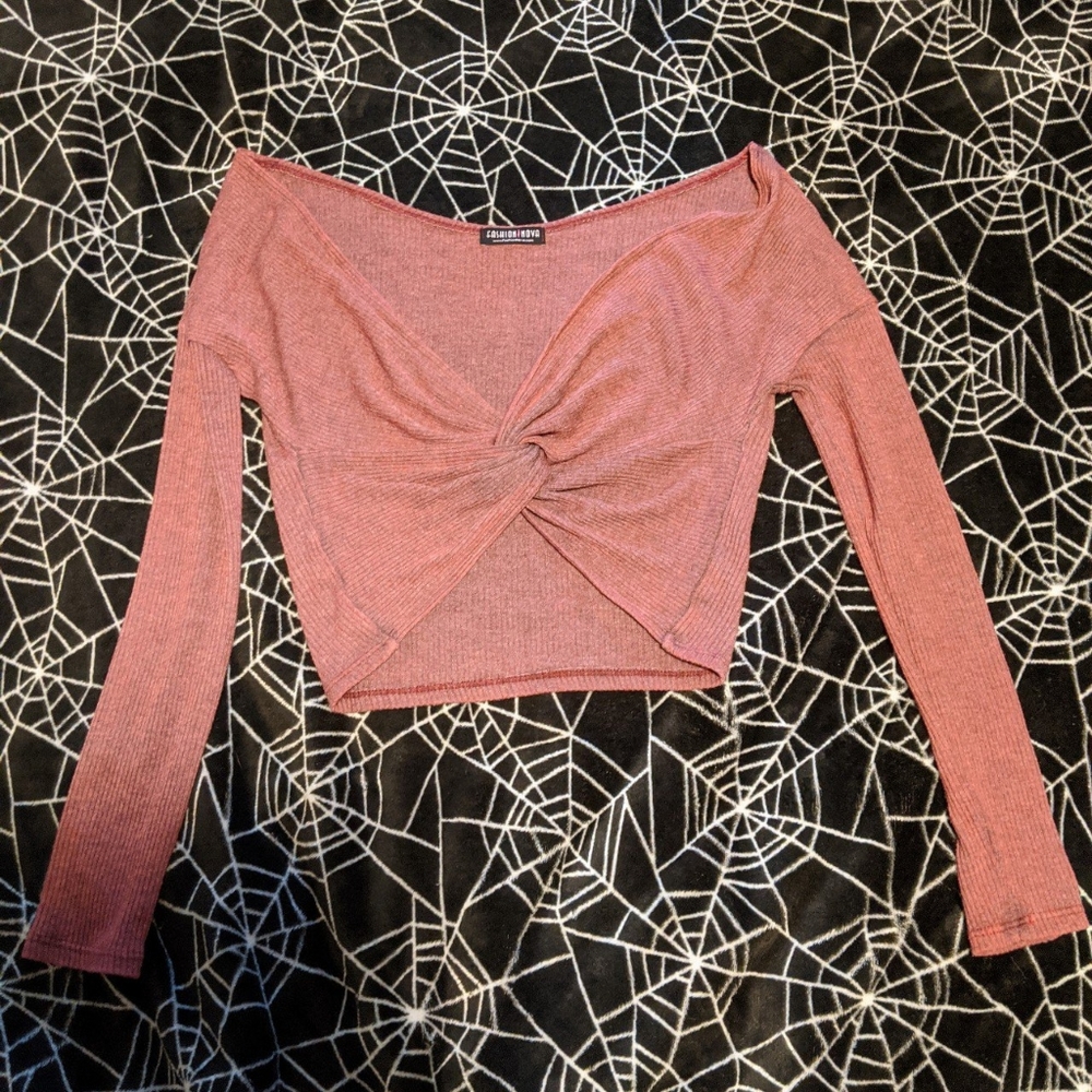 Red Fashion Nova Cropped Knot Top